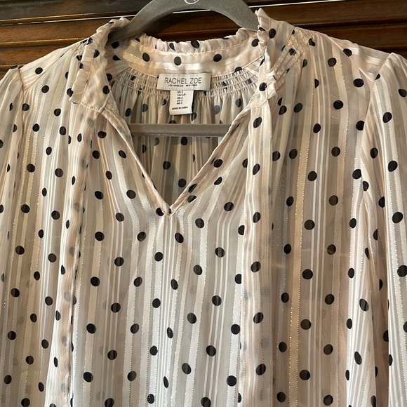 Rachel Zoe Long Sleeve Polka Dot Blouse - Picture 5 of 7